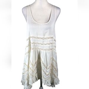intimately free people Ivory tunic top lace trim women's size m